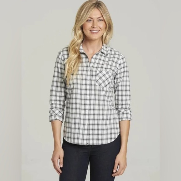 UNTUCKit Tops - UNTUCKit Marina Women’s Long Sleeve Button Down Plaid Striped Shirt Sz 6